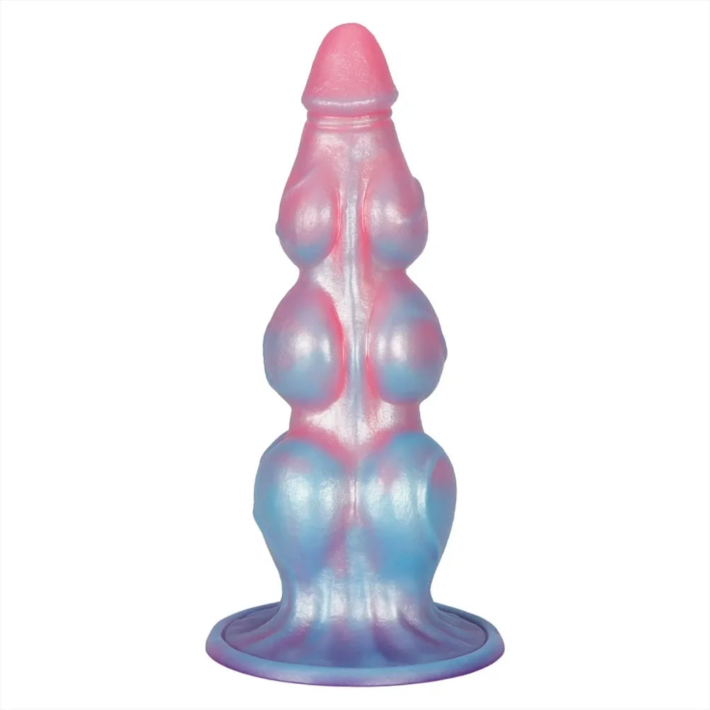 Domlust Graduated Knot Dildo – Premium Platinum Silicone | 3-Stage Progressive Knots | Pink & Blue | 4 Sizes