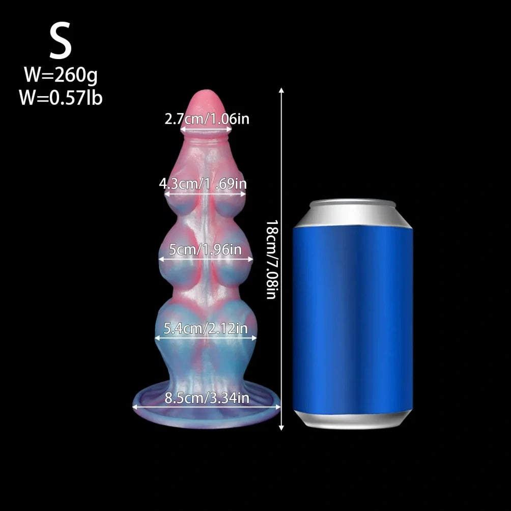 Domlust Graduated Knot Dildo – Premium Platinum Silicone | 3-Stage Progressive Knots | Pink & Blue | 4 Sizes