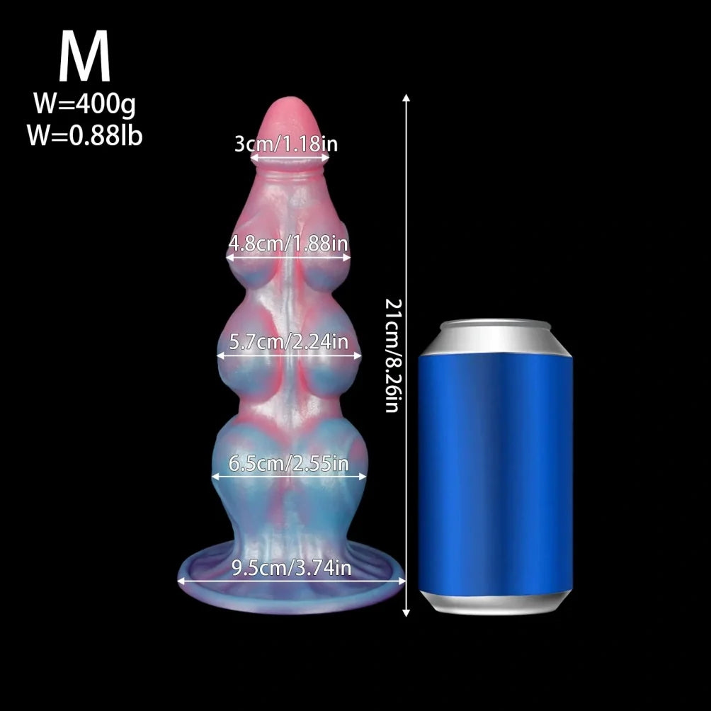 Domlust Graduated Knot Dildo – Premium Platinum Silicone | 3-Stage Progressive Knots | Pink & Blue | 4 Sizes