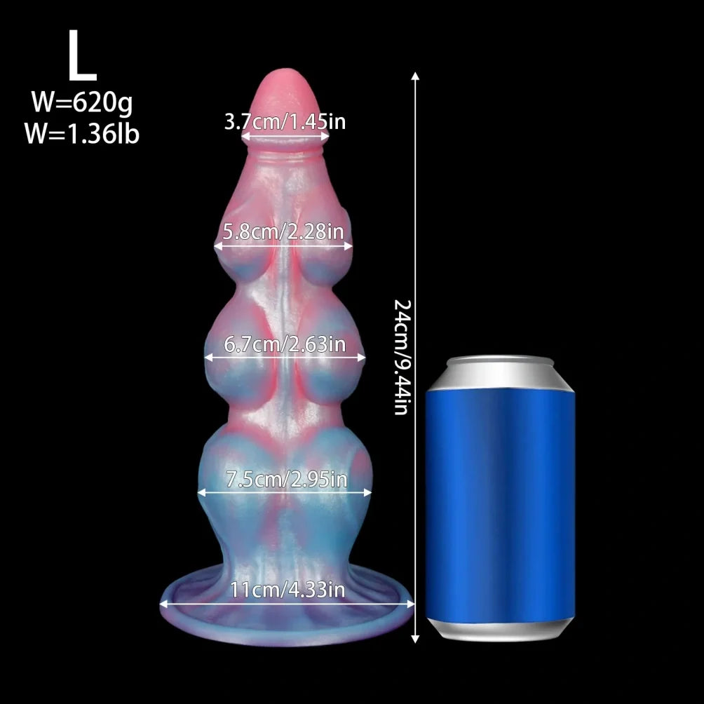 Domlust Graduated Knot Dildo – Premium Platinum Silicone | 3-Stage Progressive Knots | Pink & Blue | 4 Sizes