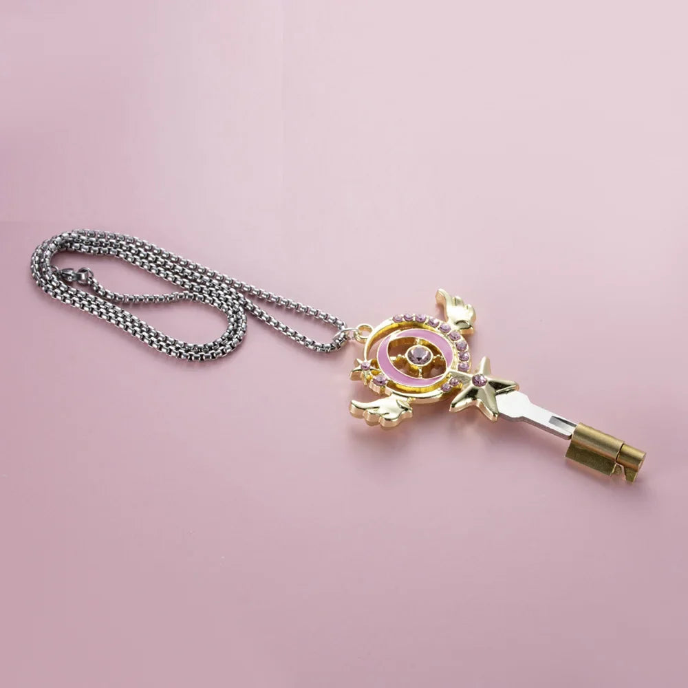 Magical Girl Chastity Key Necklace Set – Anime Wand Style Lock & Key Accessory for Chastity Cages