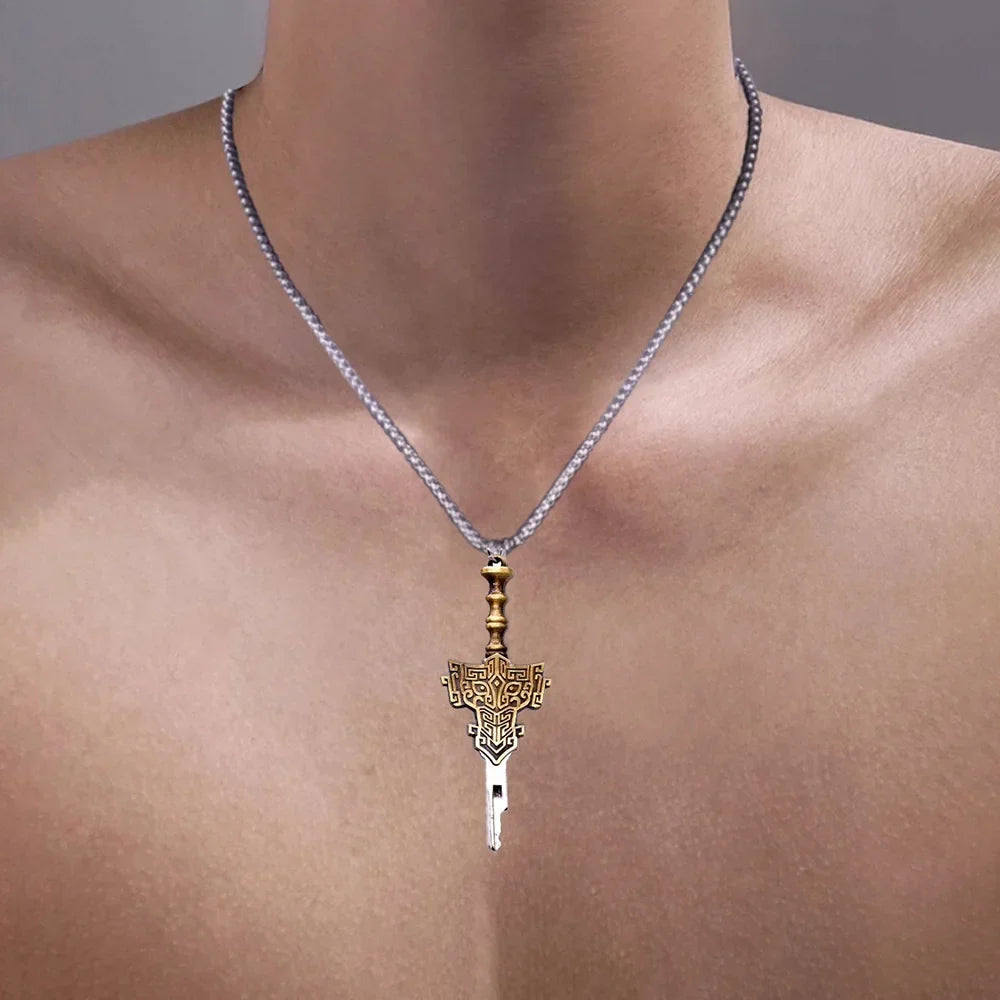 Holy Sword Key Necklace for Chastity Cages – Fantasy Anime Sword Key Accessory