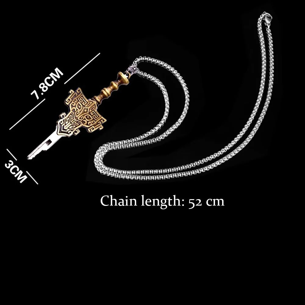 Holy Sword Key Necklace for Chastity Cages – Fantasy Anime Sword Key Accessory