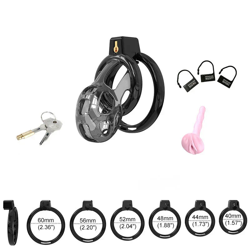Soft Cobra Chastity Cage Set – Flexible Silicone Cobra Cage with 6 Rings & Lock System
