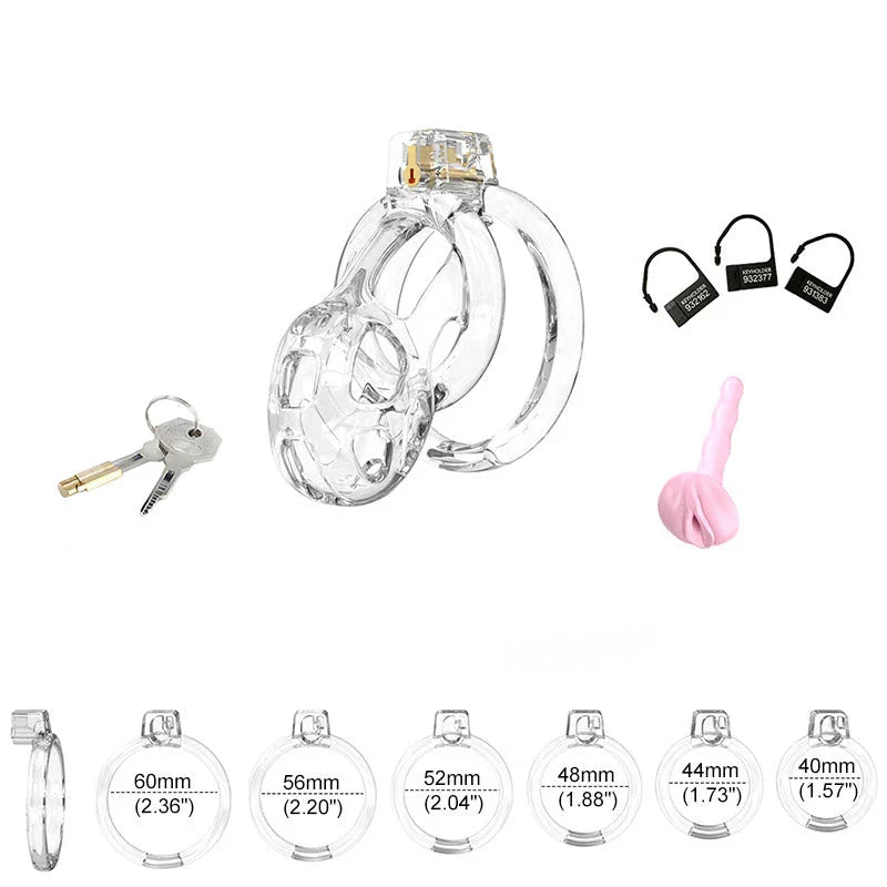Soft Cobra Chastity Cage Set – Flexible Silicone Cobra Cage with 6 Rings & Lock System