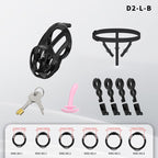Hollow Design Chastity Cage | Adjustable Ring Locking Device with Harness Strap (D2)