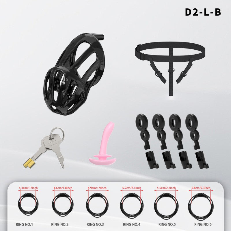 Hollow Design Chastity Cage | Adjustable Ring Locking Device with Harness Strap (D2)