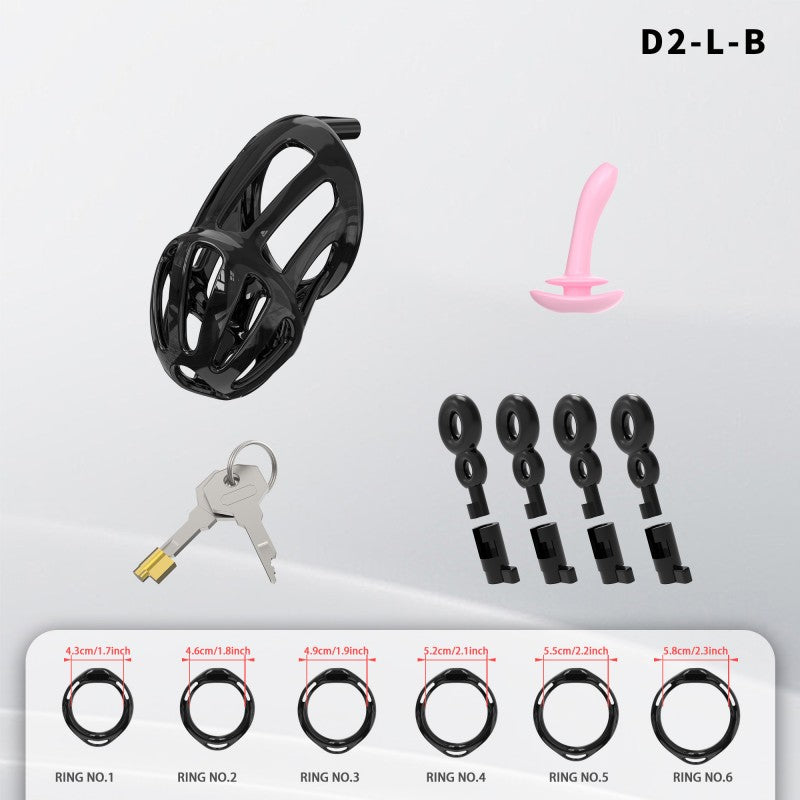 Hollow Design Chastity Cage | Adjustable Ring Locking Device with Harness Strap (D2)
