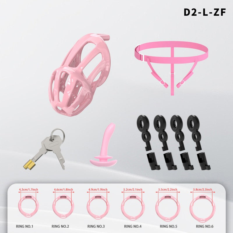 Hollow Design Chastity Cage | Adjustable Ring Locking Device with Harness Strap (D2)
