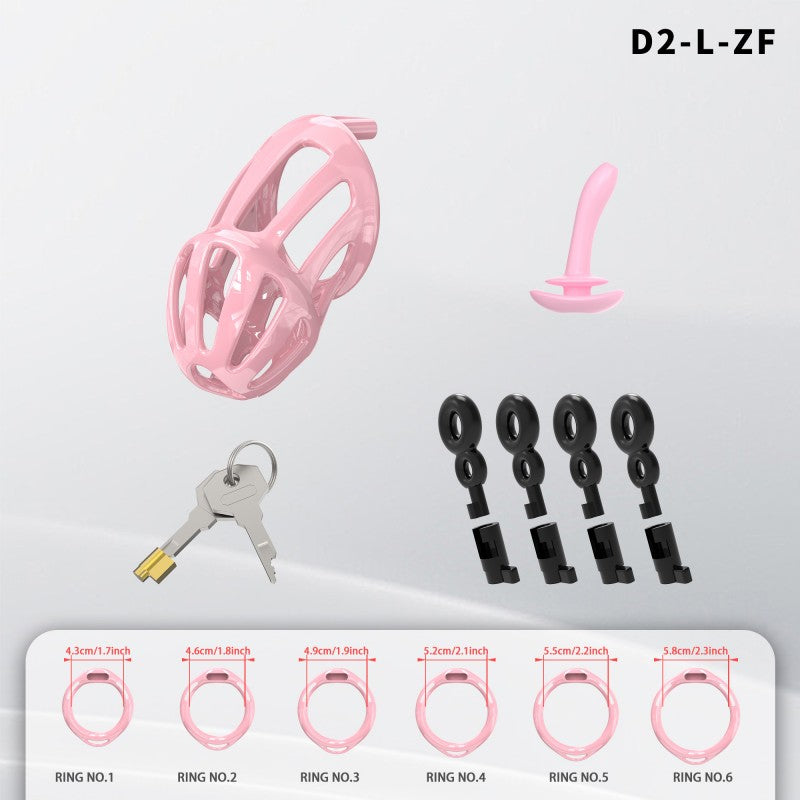 Hollow Design Chastity Cage | Adjustable Ring Locking Device with Harness Strap (D2)