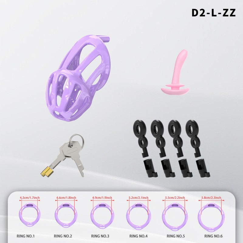 Hollow Design Chastity Cage | Adjustable Ring Locking Device with Harness Strap (D2)