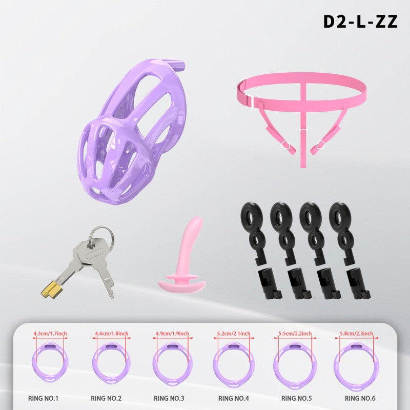 Hollow Design Chastity Cage | Adjustable Ring Locking Device with Harness Strap (D2)