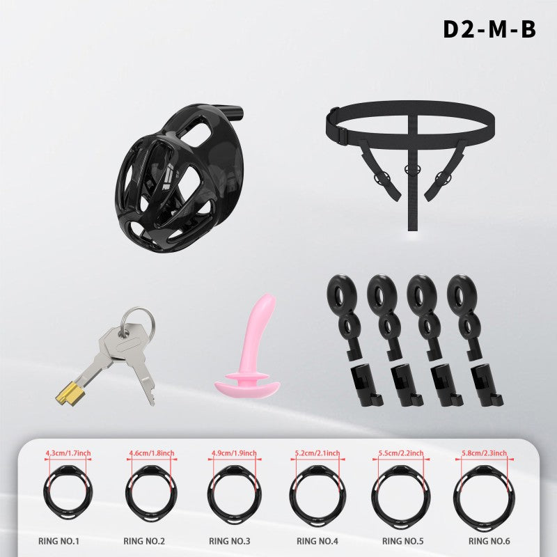 Hollow Design Chastity Cage | Adjustable Ring Locking Device with Harness Strap (D2)