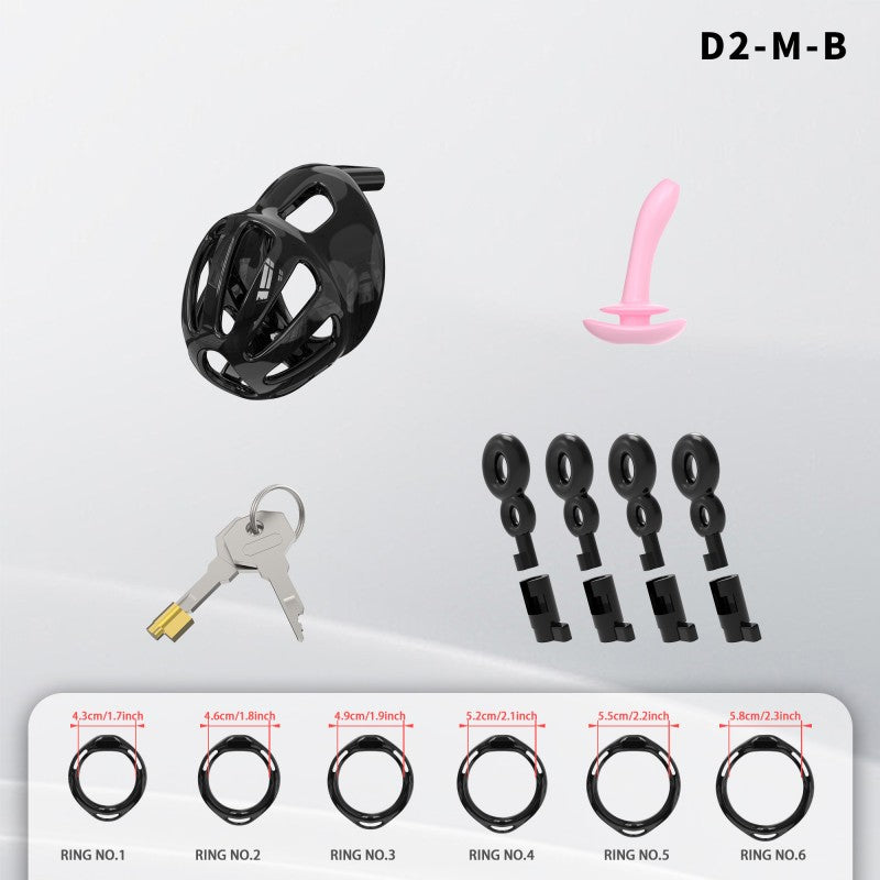Hollow Design Chastity Cage | Adjustable Ring Locking Device with Harness Strap (D2)