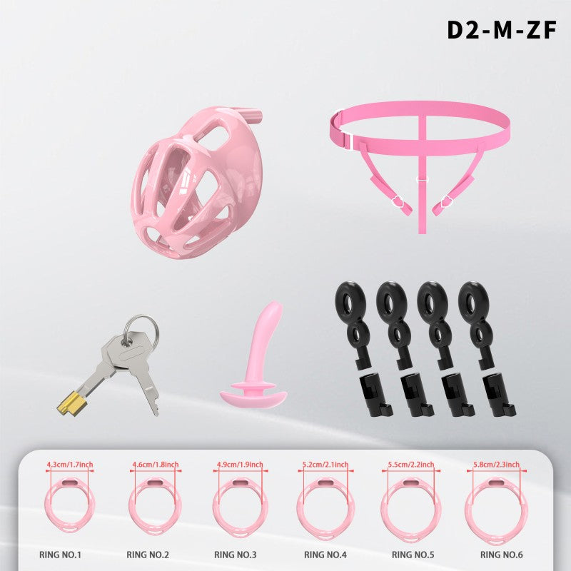 Hollow Design Chastity Cage | Adjustable Ring Locking Device with Harness Strap (D2)