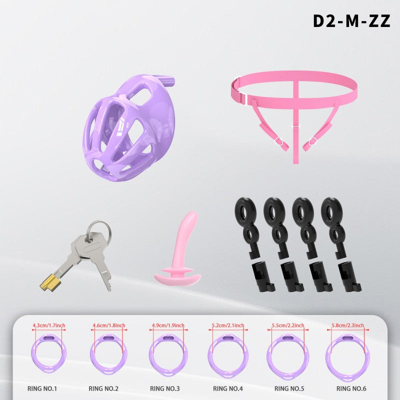 Hollow Design Chastity Cage | Adjustable Ring Locking Device with Harness Strap (D2)