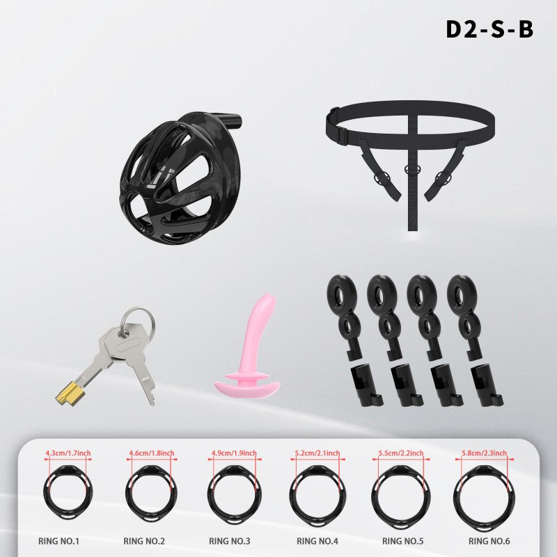 Hollow Design Chastity Cage | Adjustable Ring Locking Device with Harness Strap (D2)