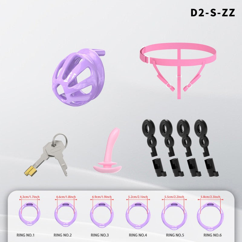 Hollow Design Chastity Cage | Adjustable Ring Locking Device with Harness Strap (D2)
