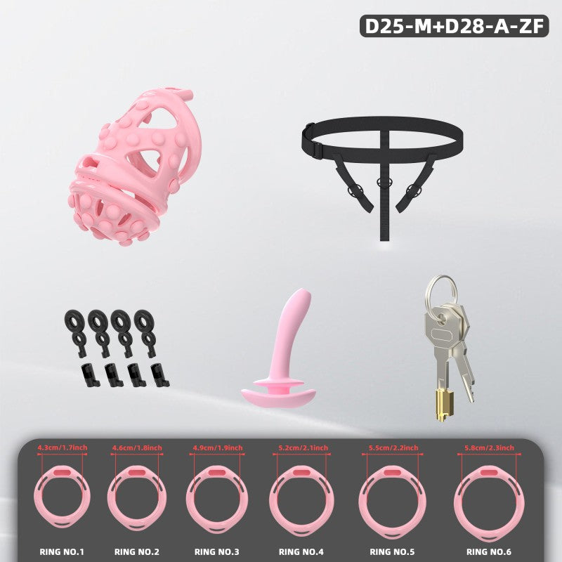 Silicone Soft Nail Chastity Cage | Male Chastity Device with Airport-Security Plastic Lock – 3 Wearing Methods, Pink/Black/Purple, S/M Sizes
