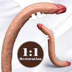Domlust Realistic Double Ended Dildo – Platinum Silicone Ultra-Flexible Fleshy Texture Lesbian & Couples Sex Toy