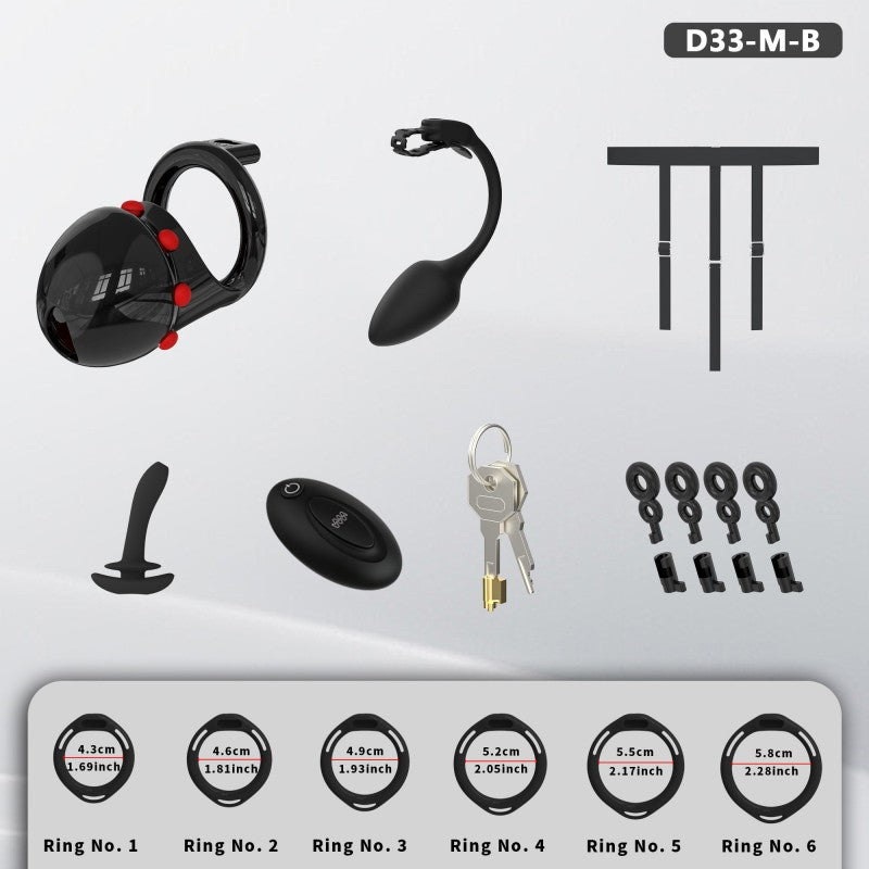 Adjustable Chastity Cage with Removable Silicone Studs | Remote Plug Compatible Locking Device