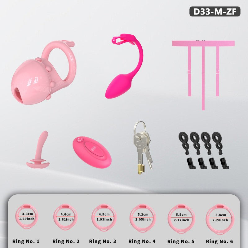 Adjustable Chastity Cage with Removable Silicone Studs | Remote Plug Compatible Locking Device
