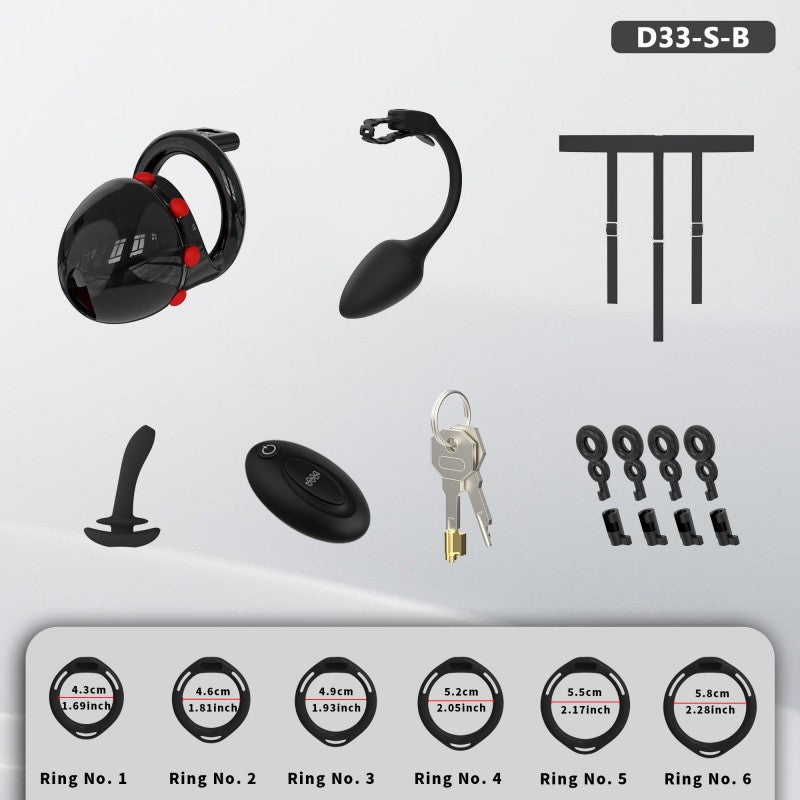 Adjustable Chastity Cage with Removable Silicone Studs | Remote Plug Compatible Locking Device