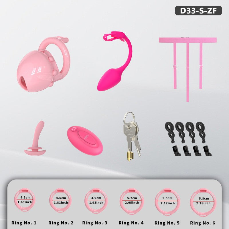 Adjustable Chastity Cage with Removable Silicone Studs | Remote Plug Compatible Locking Device