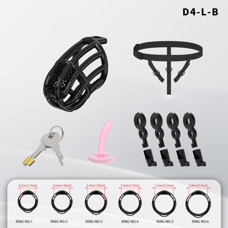 Honeycomb Mesh Adjustable Chastity Cage with Harness Strap (D4)