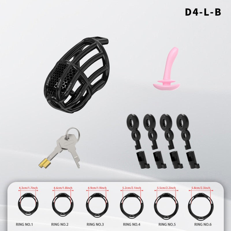 Honeycomb Mesh Adjustable Chastity Cage with Harness Strap (D4)