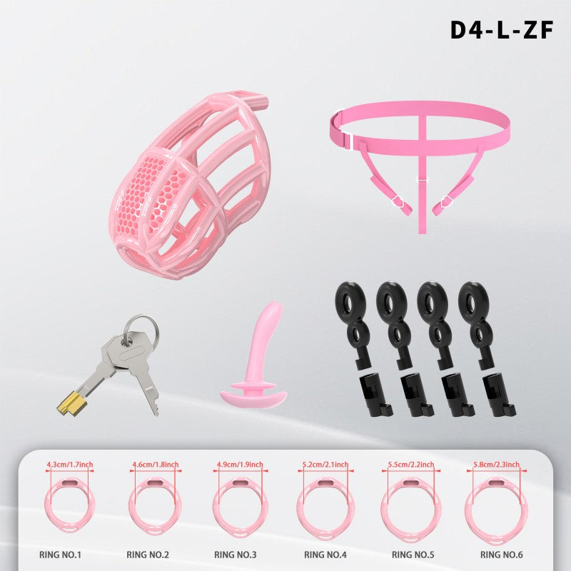 Honeycomb Mesh Adjustable Chastity Cage with Harness Strap (D4)