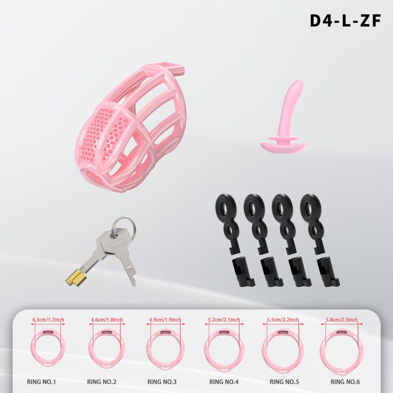Honeycomb Mesh Adjustable Chastity Cage with Harness Strap (D4)
