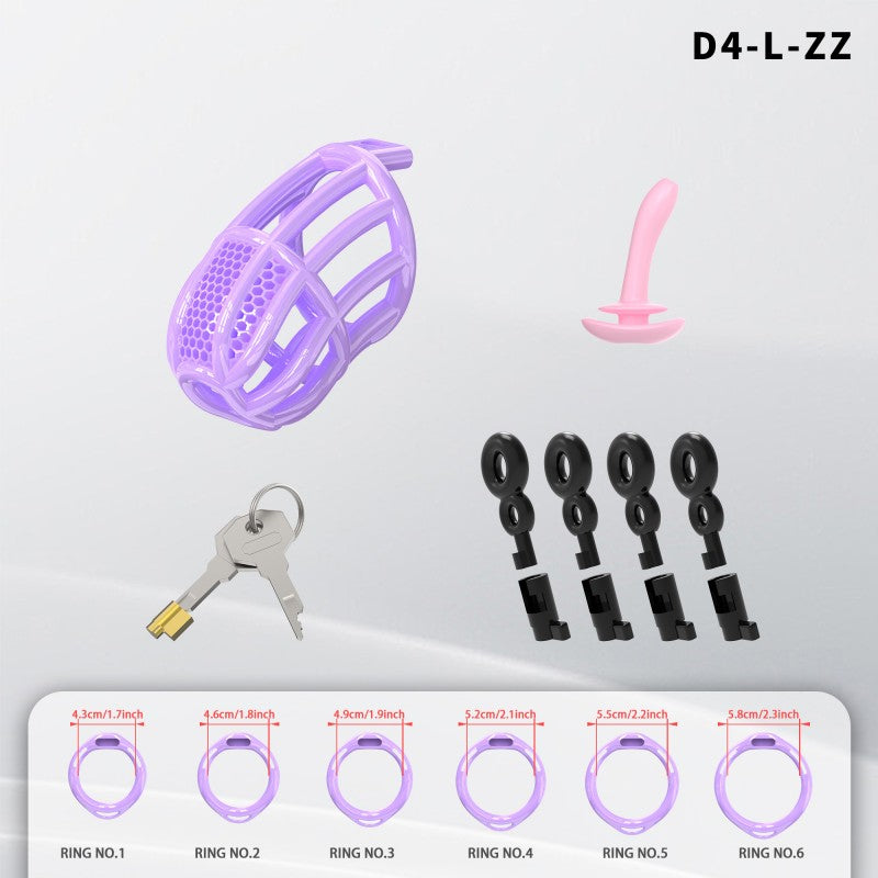 Honeycomb Mesh Adjustable Chastity Cage with Harness Strap (D4)