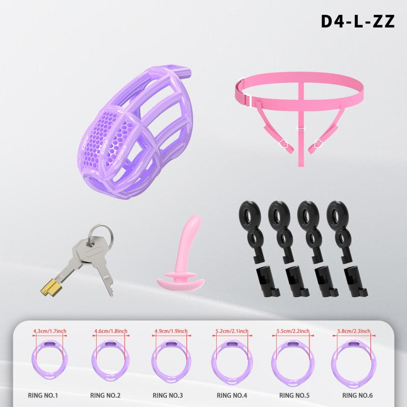Honeycomb Mesh Adjustable Chastity Cage with Harness Strap (D4)