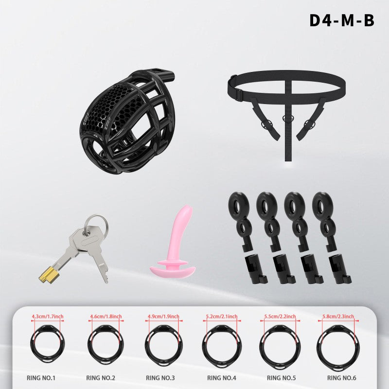 Honeycomb Mesh Adjustable Chastity Cage with Harness Strap (D4)