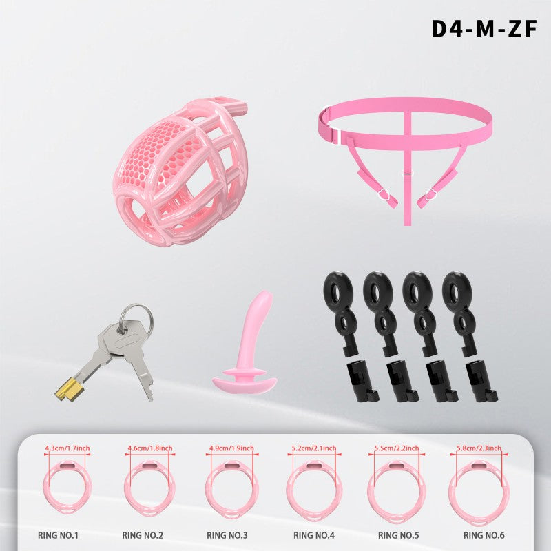 Honeycomb Mesh Adjustable Chastity Cage with Harness Strap (D4)