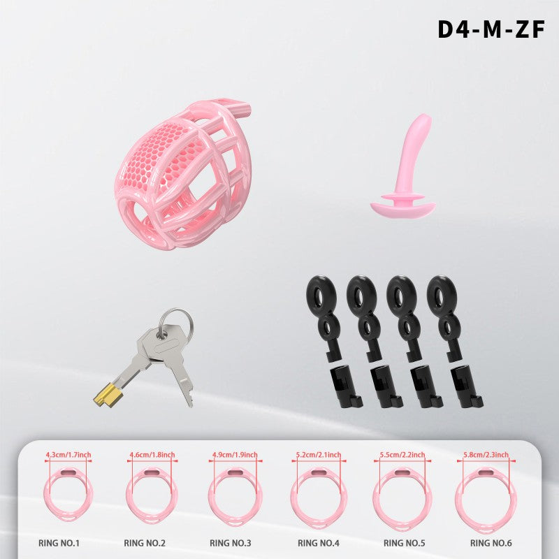 Honeycomb Mesh Adjustable Chastity Cage with Harness Strap (D4)