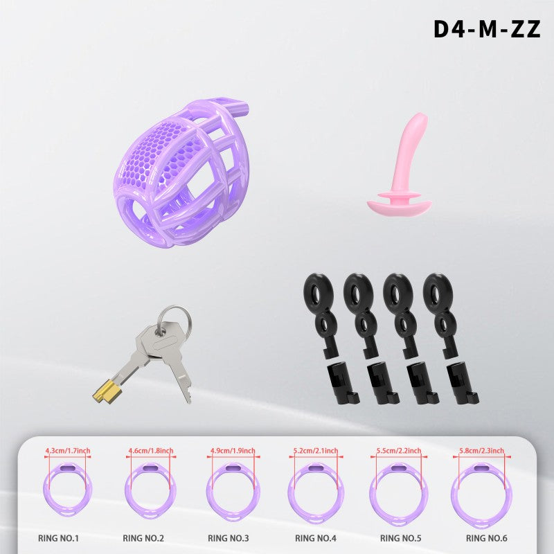 Honeycomb Mesh Adjustable Chastity Cage with Harness Strap (D4)