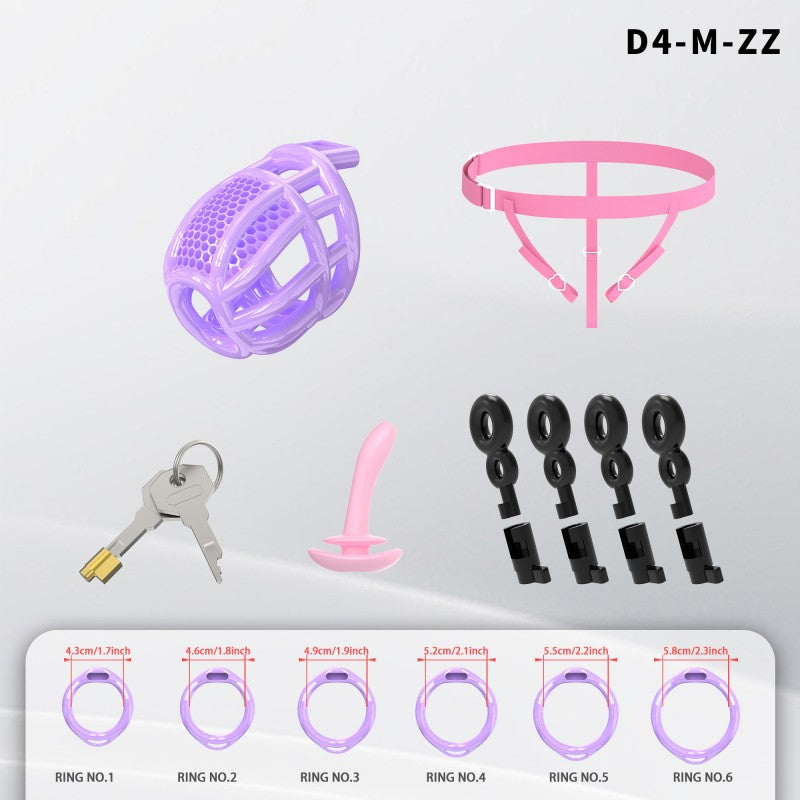 Honeycomb Mesh Adjustable Chastity Cage with Harness Strap (D4)