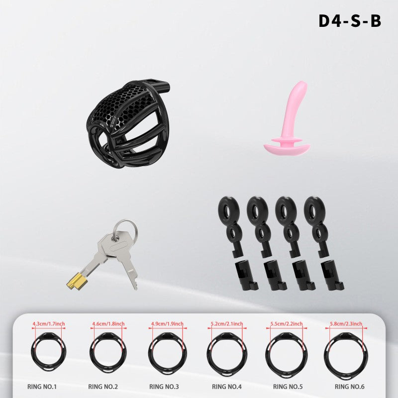 Honeycomb Mesh Adjustable Chastity Cage with Harness Strap (D4)