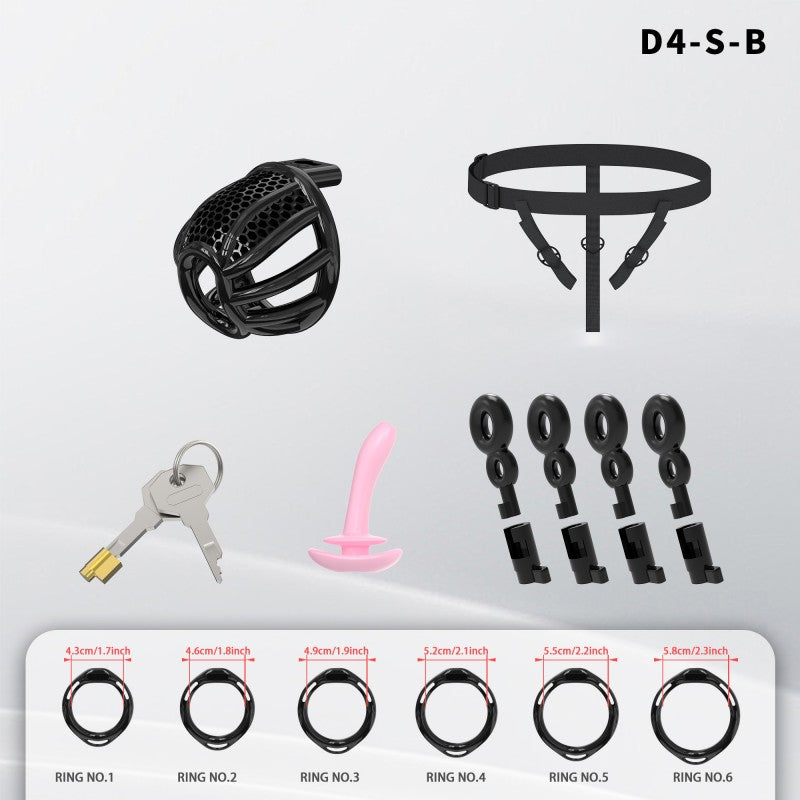 Honeycomb Mesh Adjustable Chastity Cage with Harness Strap (D4)