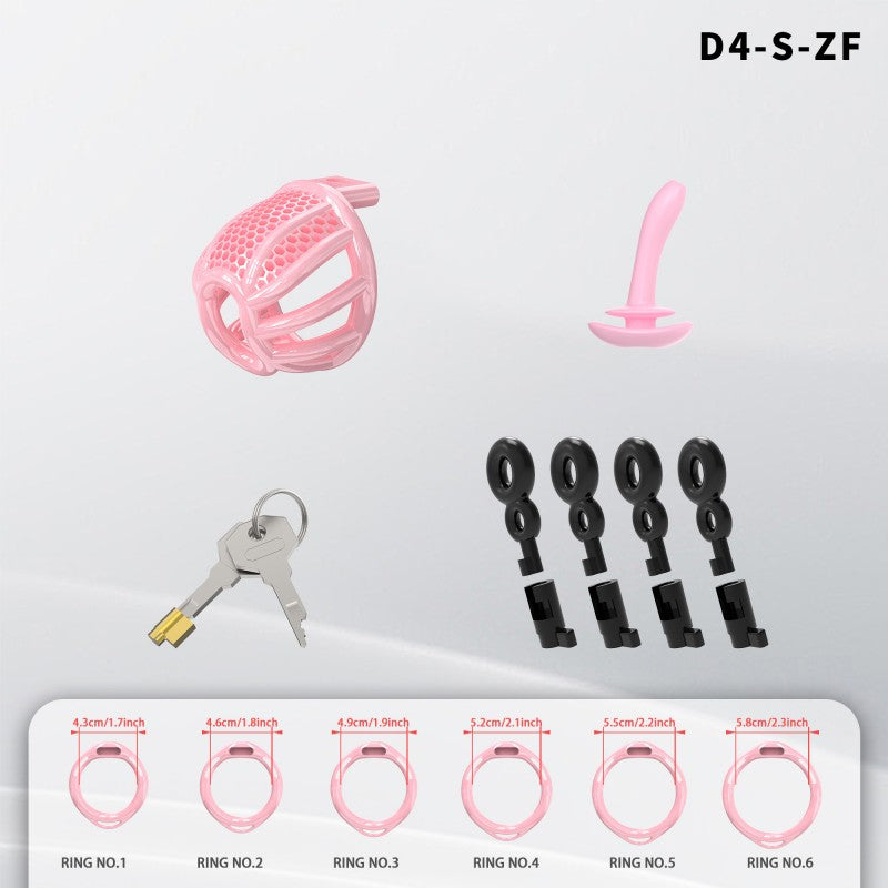 Honeycomb Mesh Adjustable Chastity Cage with Harness Strap (D4)