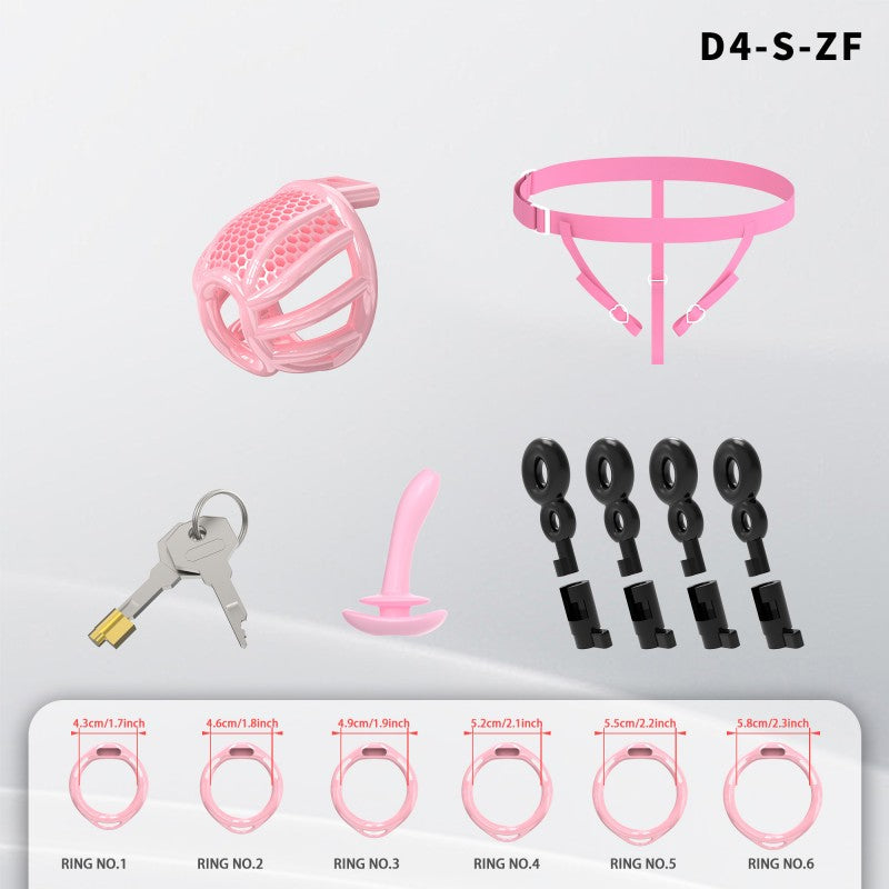 Honeycomb Mesh Adjustable Chastity Cage with Harness Strap (D4)
