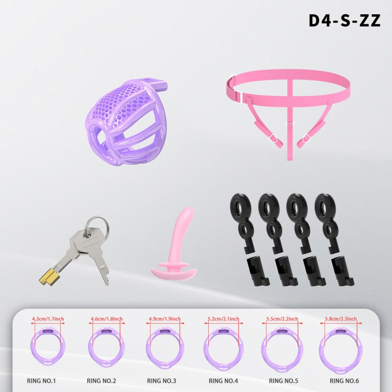 Honeycomb Mesh Adjustable Chastity Cage with Harness Strap (D4)