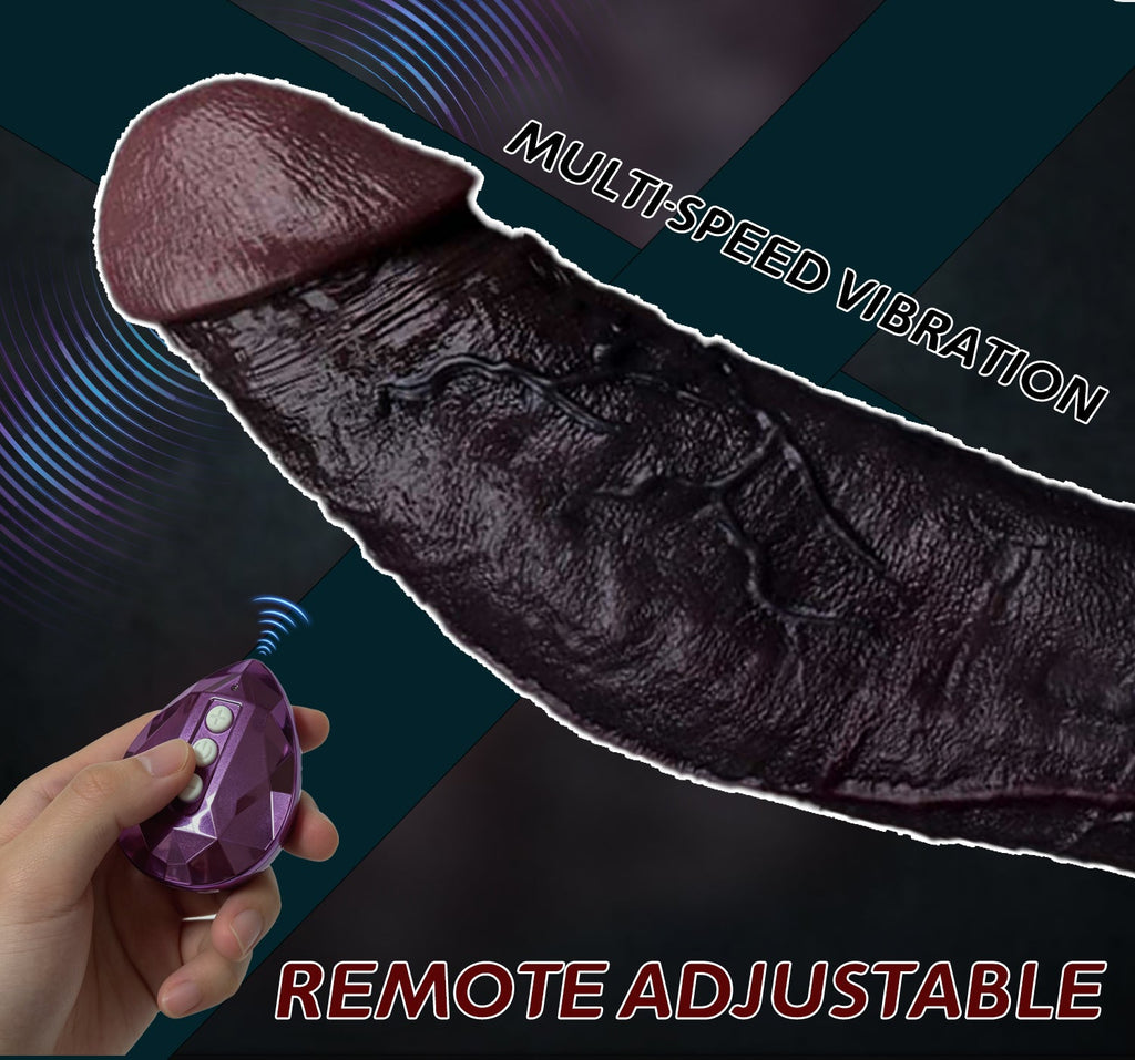 Black Platinum Silicone Penis Sleeve | Realistic Dick Sleeve with 9-Mode Vibration & Wireless Remote
