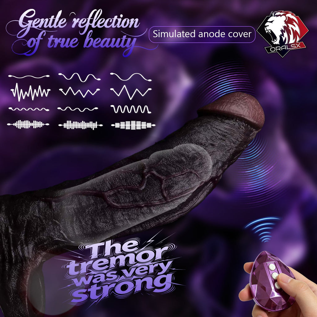 Black Platinum Silicone Penis Sleeve | Realistic Dick Sleeve with 9-Mode Vibration & Wireless Remote