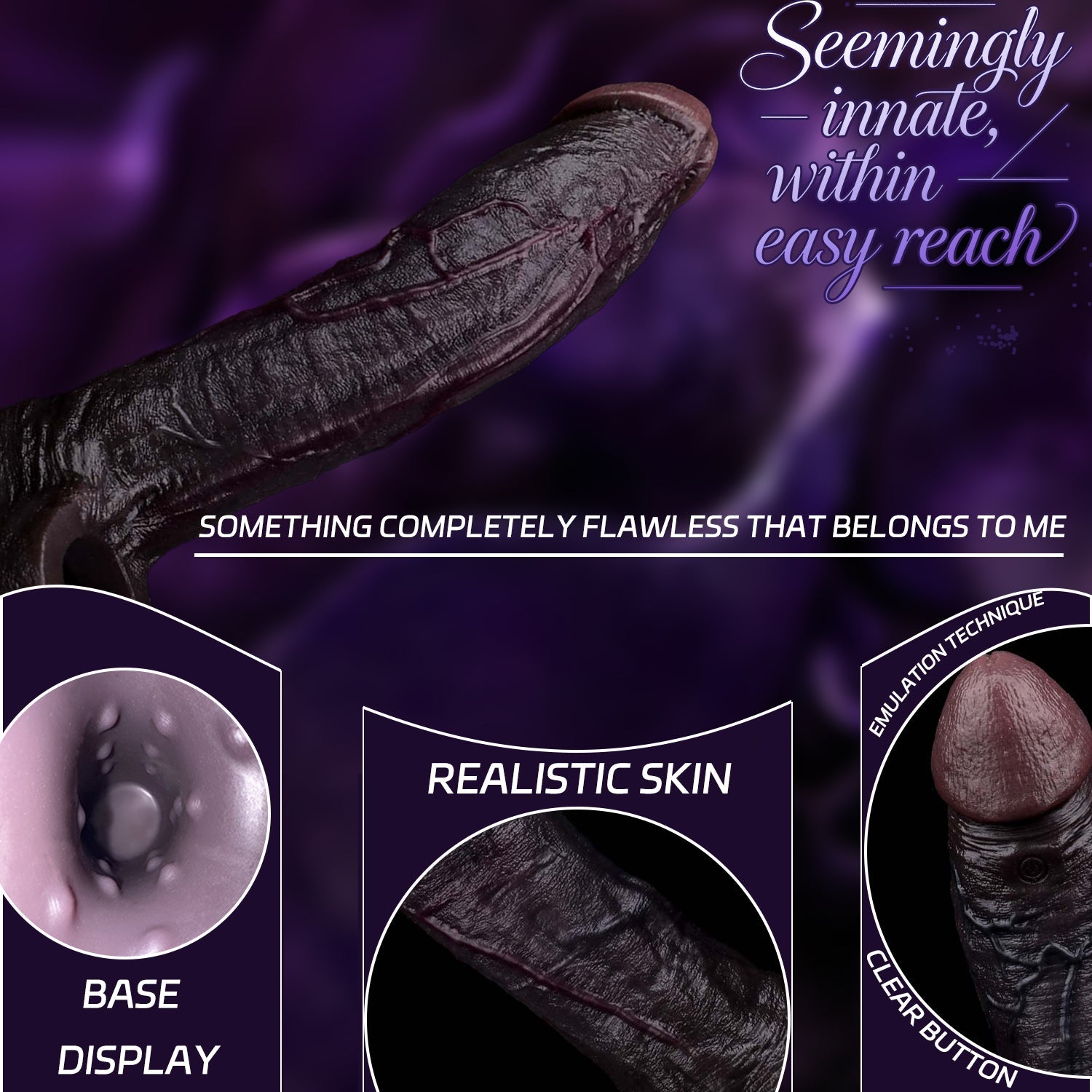 Black Platinum Silicone Penis Sleeve | Realistic Dick Sleeve with 9-Mode Vibration & Wireless Remote
