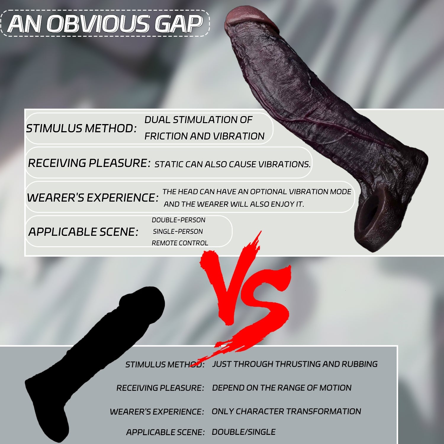 Black Platinum Silicone Penis Sleeve | Realistic Dick Sleeve with 9-Mode Vibration & Wireless Remote