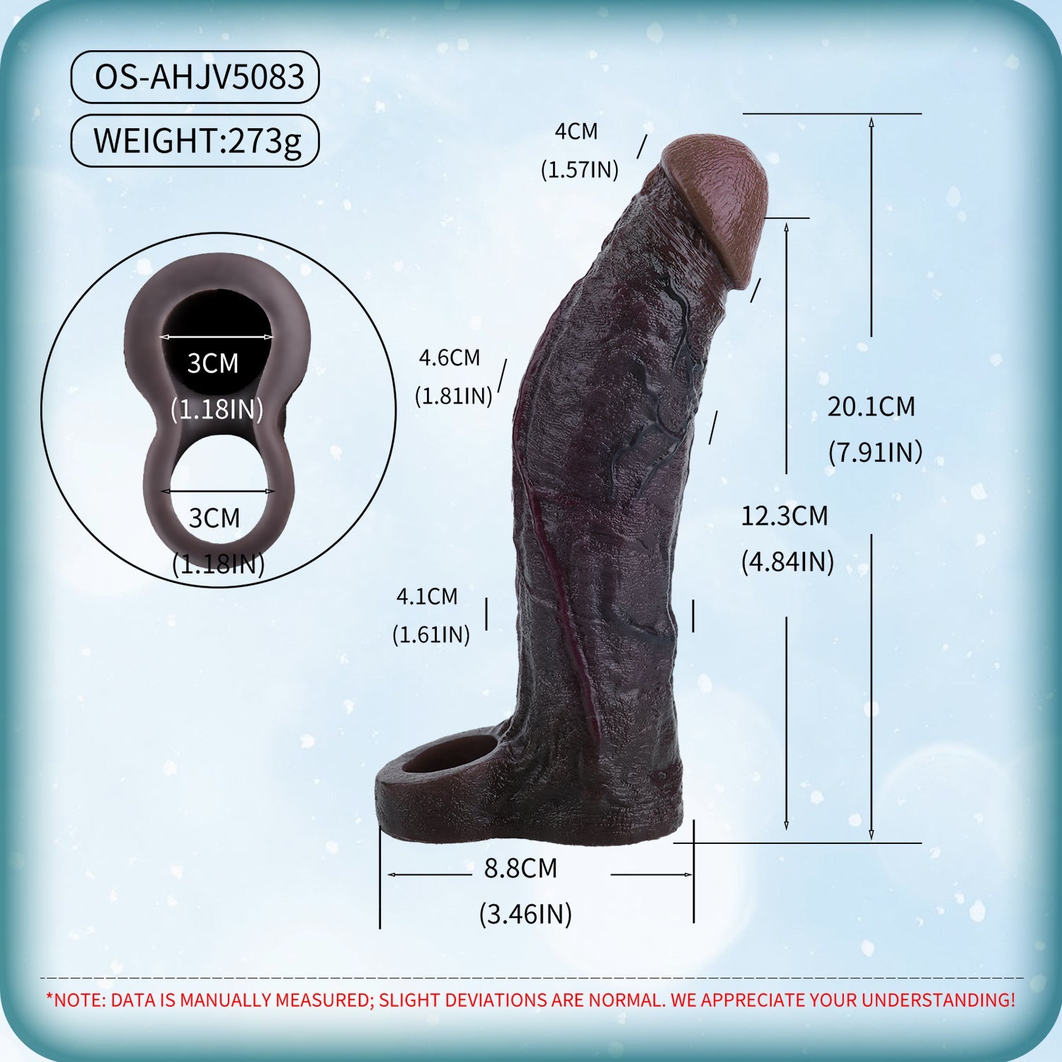 Black Platinum Silicone Penis Sleeve | Realistic Dick Sleeve with 9-Mode Vibration & Wireless Remote