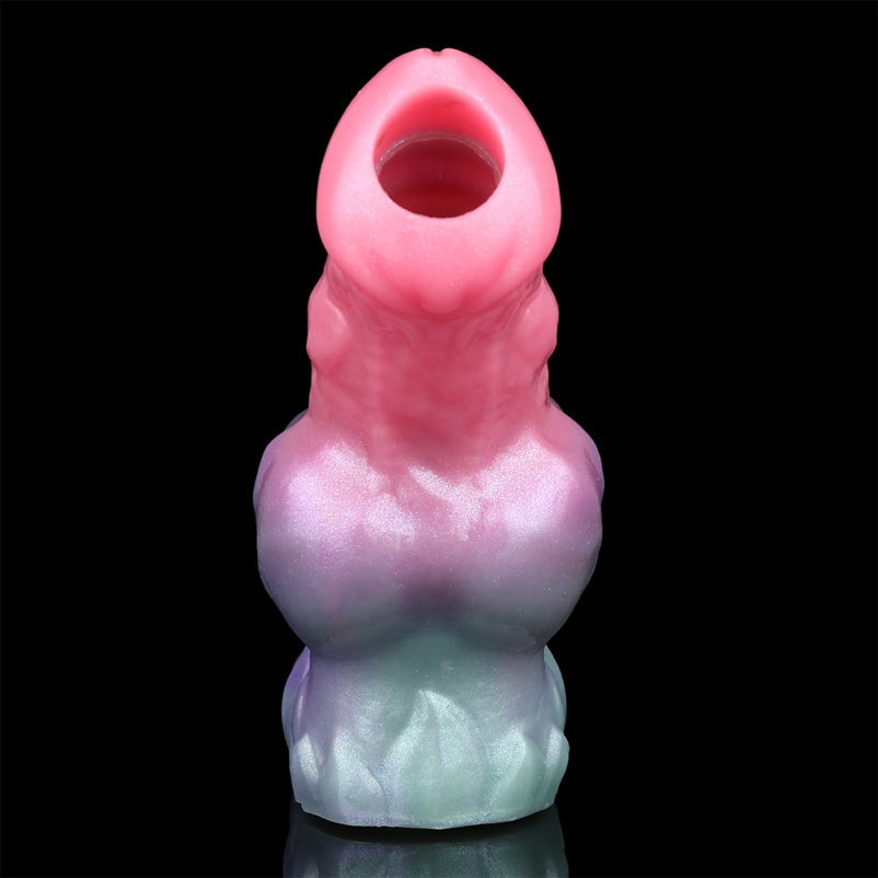 Canine Knotted Penis Sleeve – Pink Purple Cock Sheath Silicone Male Extender Sex Toys